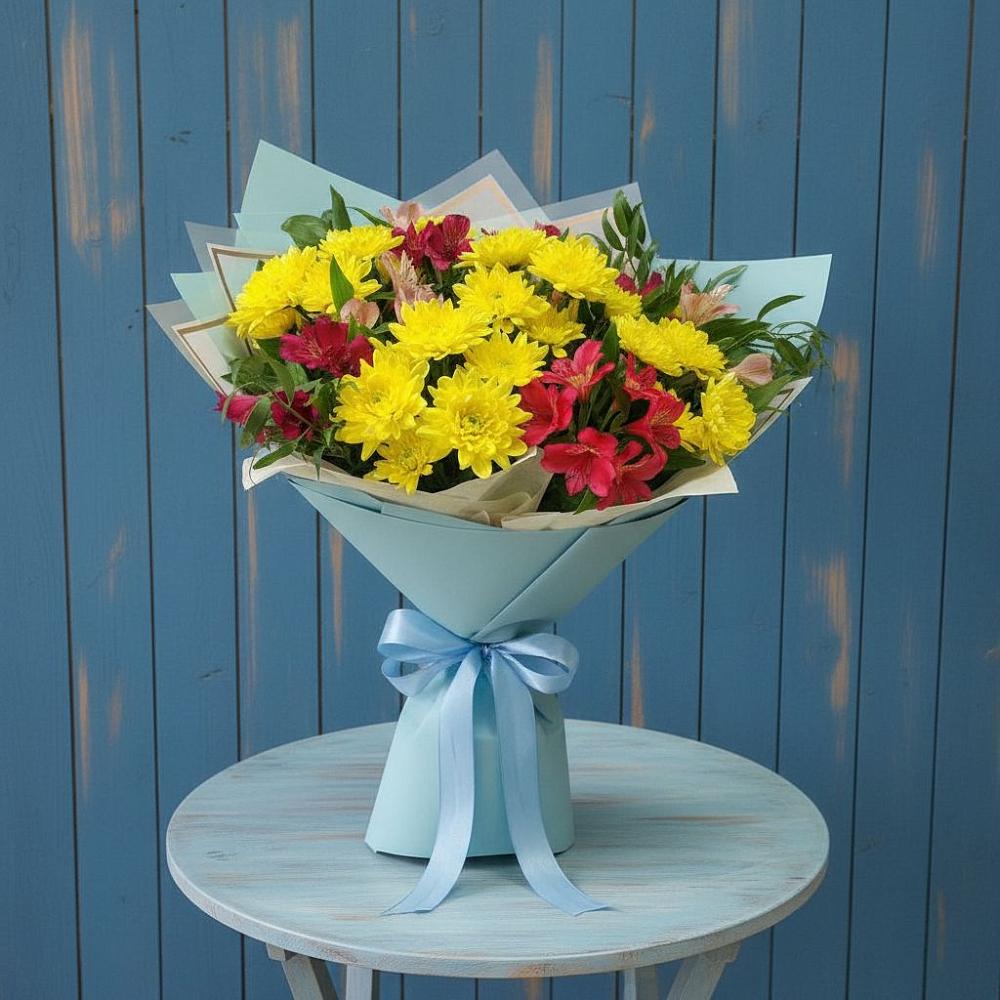 Букет цветов из: Альстромерии и Хризантемы в Мельчевке