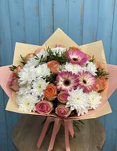Букет цветов из:  Розы, Герберы и Хризантемы в Мельчевке