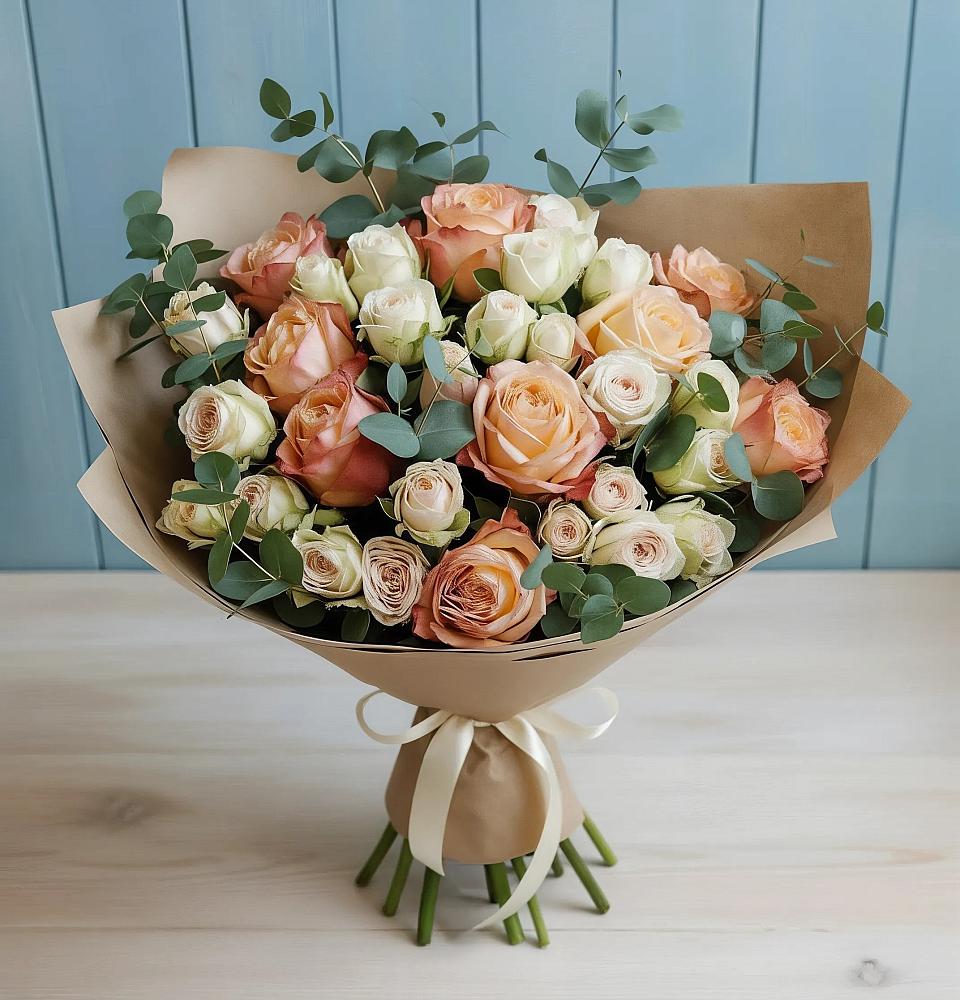 Букет цветов из: Альстромерии и Розы в Мельчевке