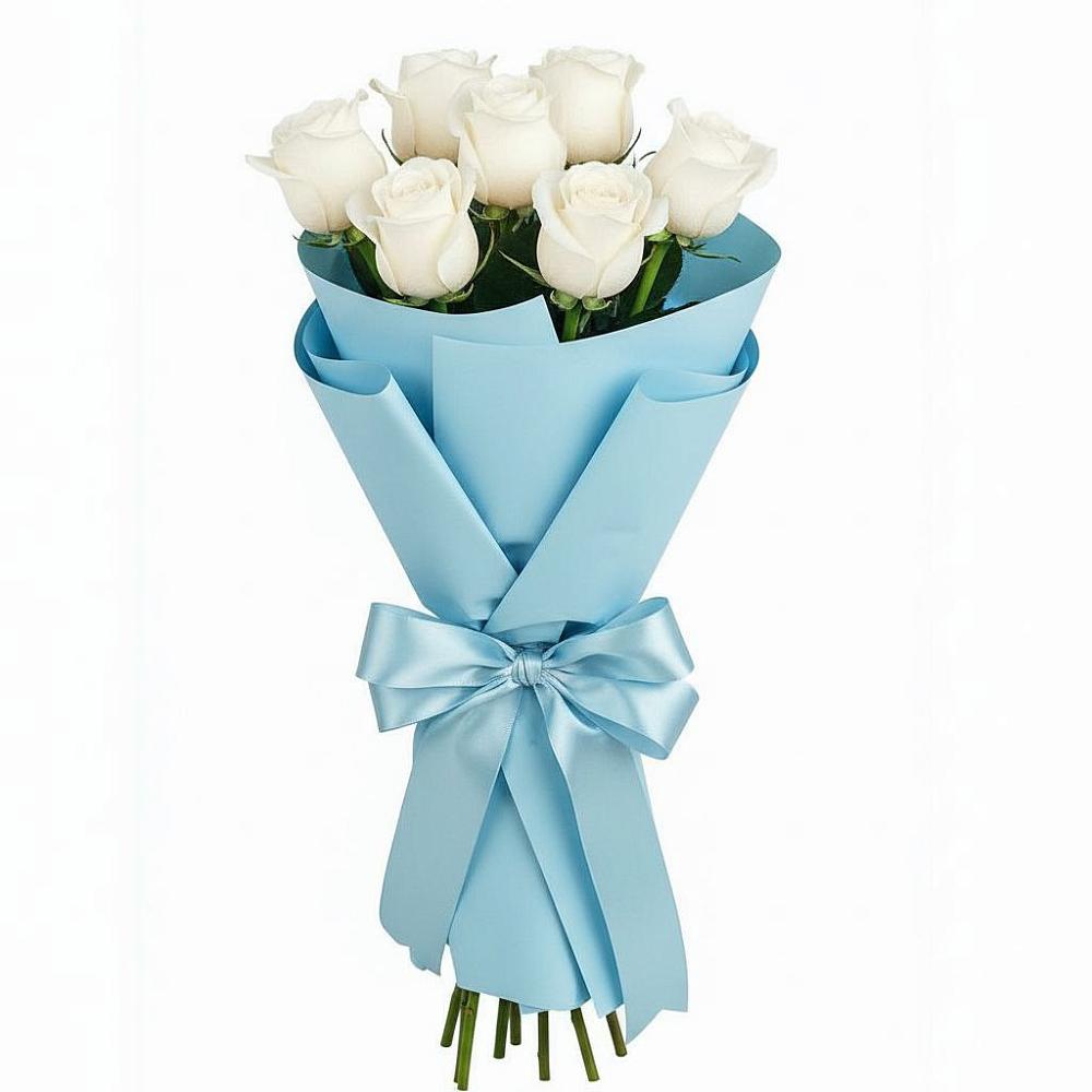 Букет 7 белых роз Проуд в Мельчевке