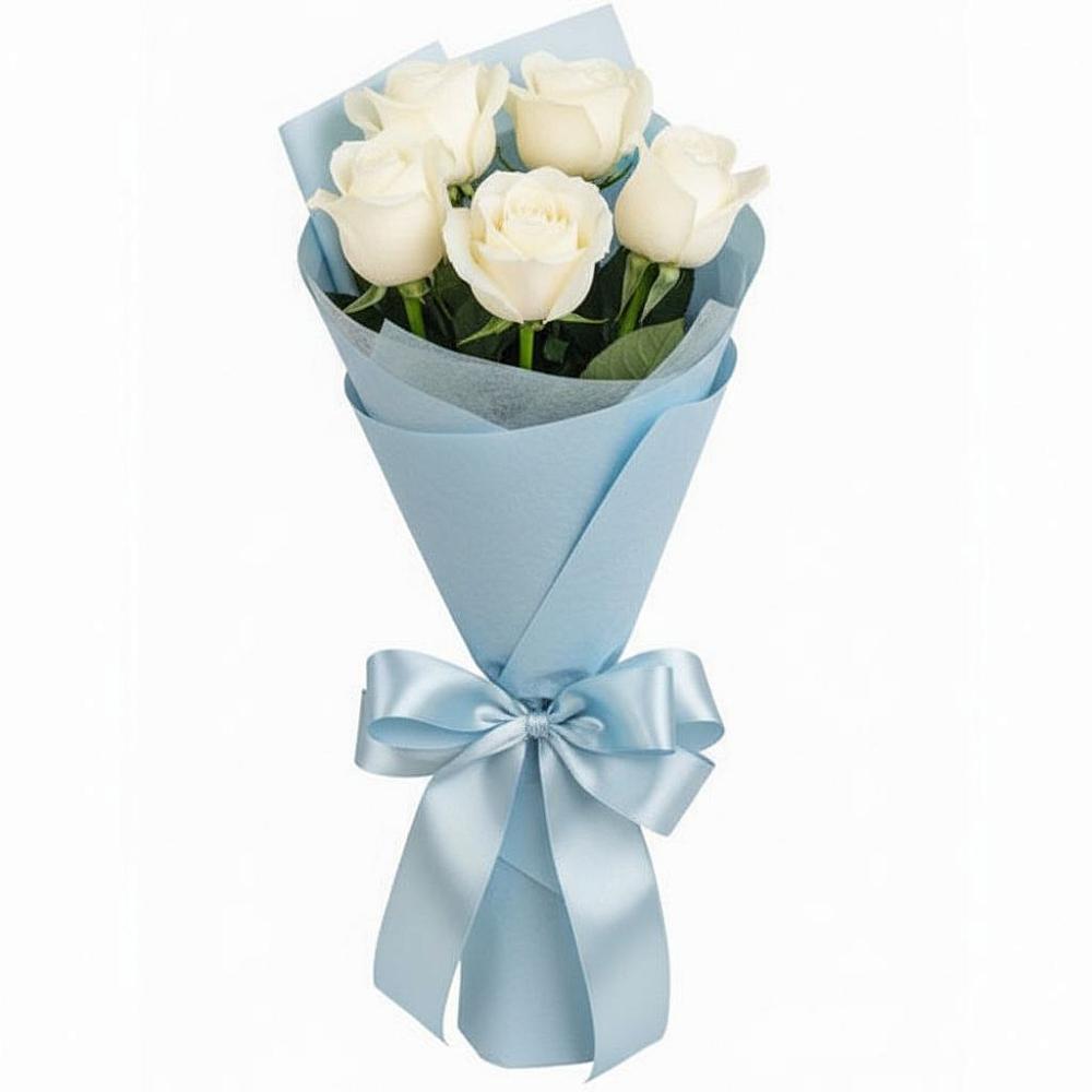 Букет 5 Белых роз Проуд в Мельчевке