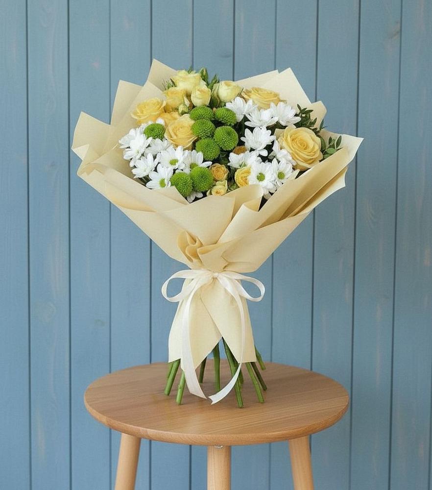 Букет цветов из: Хризантемы и Розы в Мельчевке