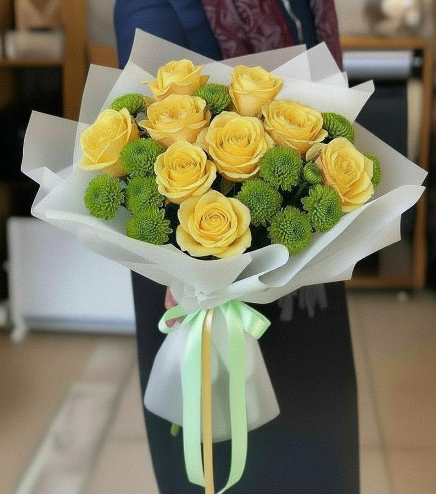 Букет цветов из: Хризантемы и Розы в Мельчевке