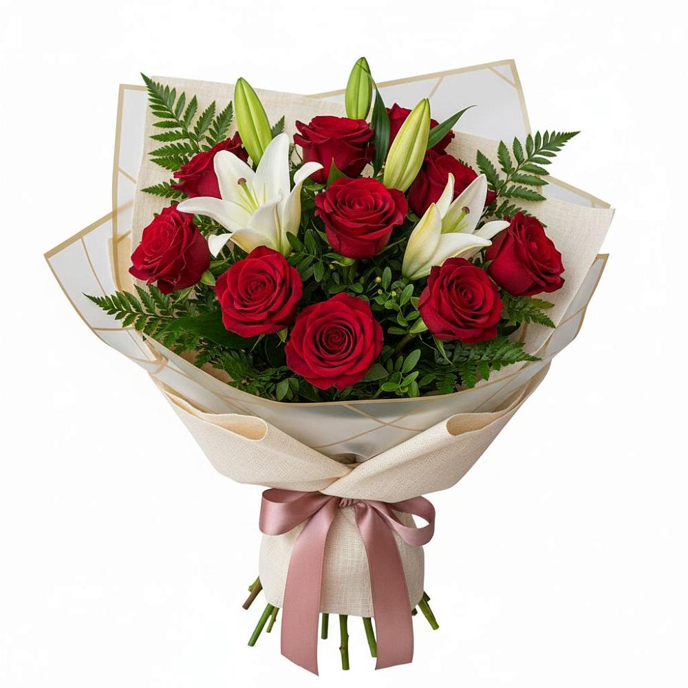 Букет цветов из: Лилии и Розы в Мельчевке