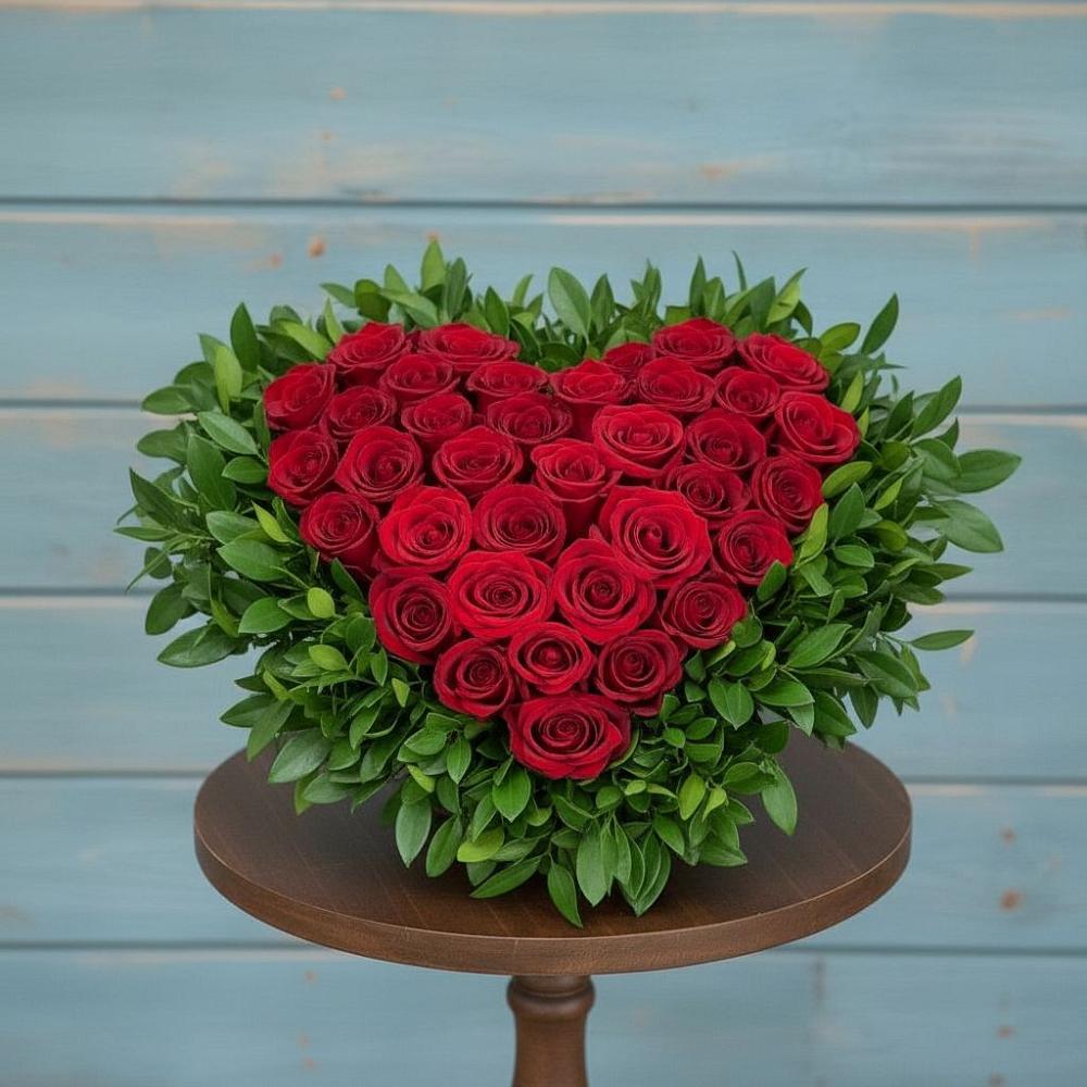 Цветочная композиция из Розы в виде сердца в Мельчевке