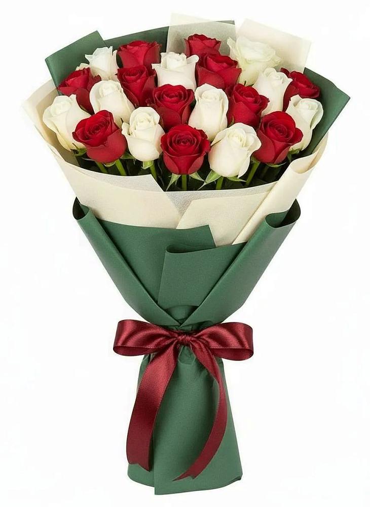 Букет Микс из красных и белых роз в Мельчевке