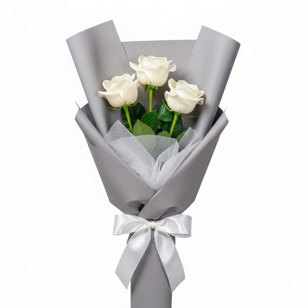 Букет 3 белые розы в Мельчевке