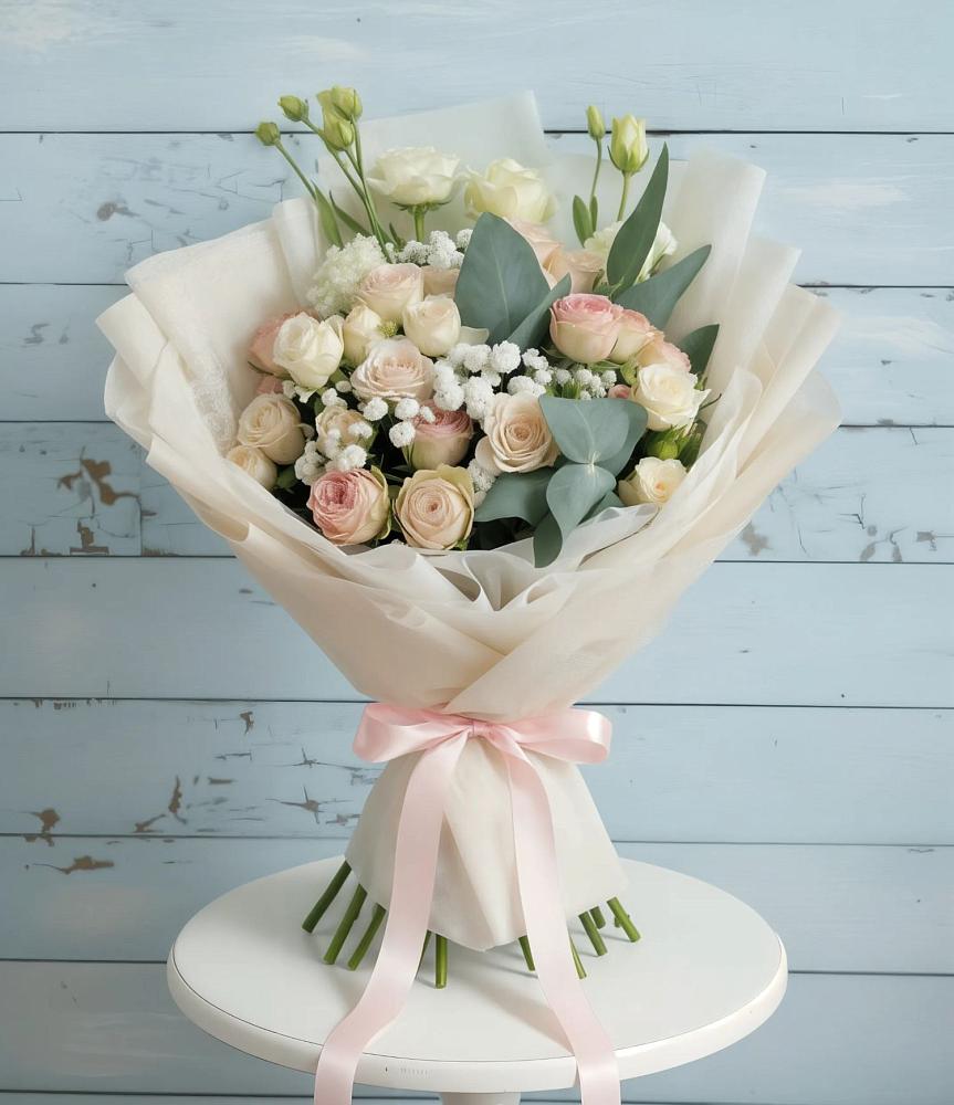 Букет цветов из: Розы и Лизиантусы в Мельчевке