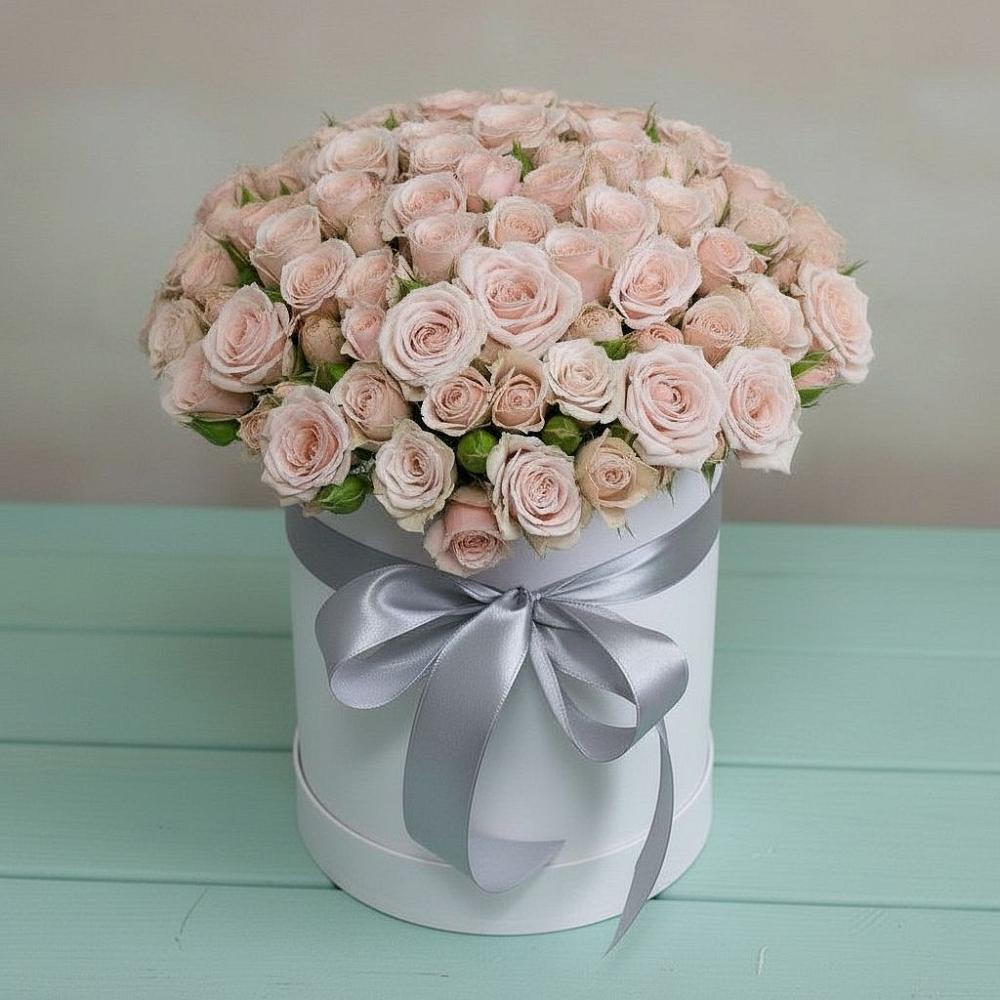 Цветочная композиция из Розы в шляпной коробке в Мельчевке